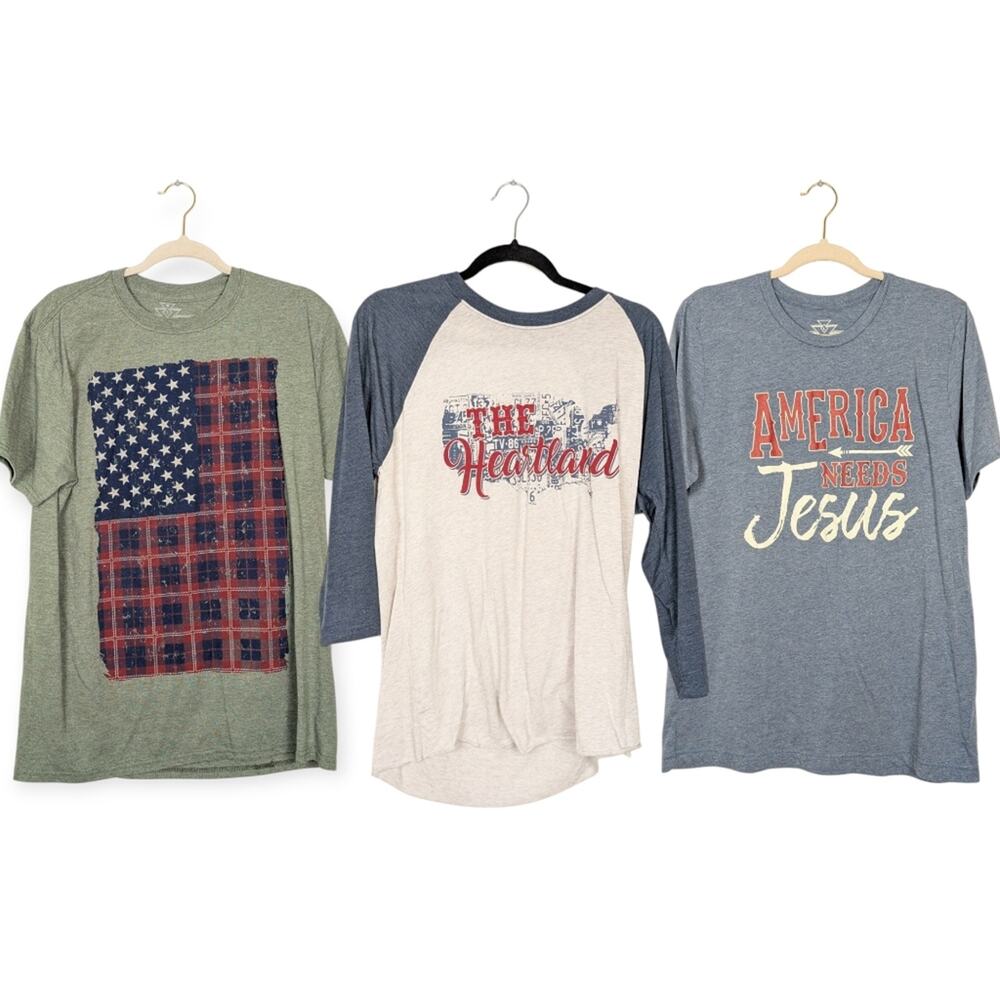 Crazy Train Patriotic American Graphic T-Shirt Set Size L